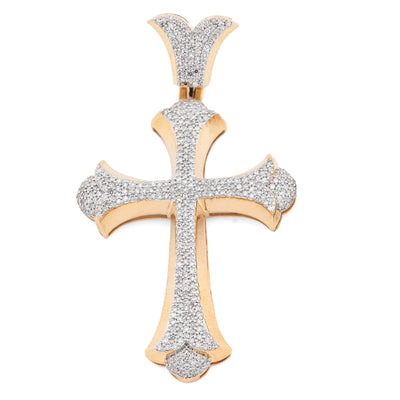 10K Yellow Gold 0.90CT natural Diamond Cross Pendnat 47.5MM Religious Men Women Pendant 4.5g - Elite Jewelers - Charms & Pendants