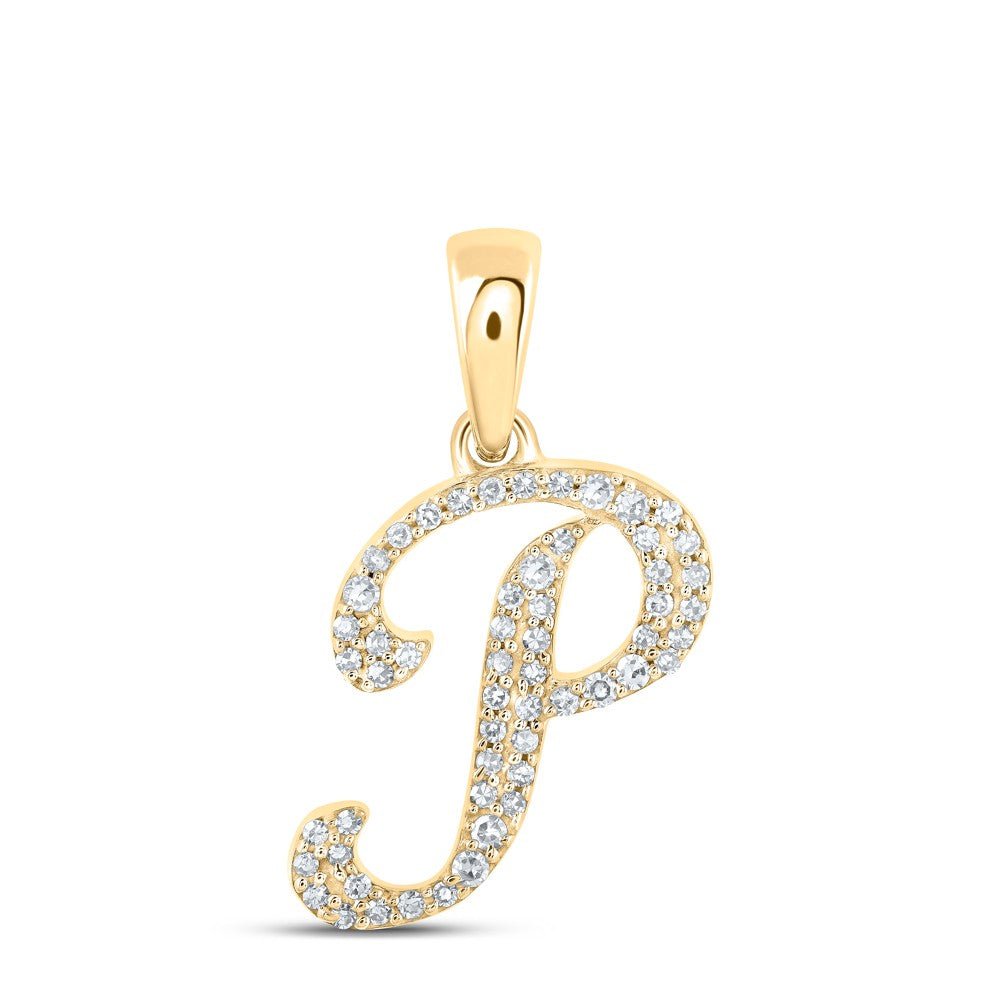10k Yellow Gold 0.92gms 0.13CTW Natural Diamond Initial "P" Letter Pendant Charm - Elite Jewelers - Charms & Pendants