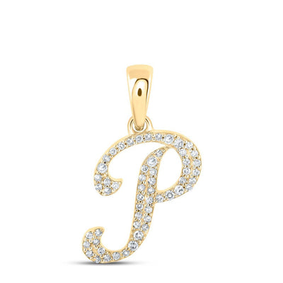 10k Yellow Gold 0.92gms 0.13CTW Natural Diamond Initial "P" Letter Pendant Charm - Elite Jewelers - Charms & Pendants