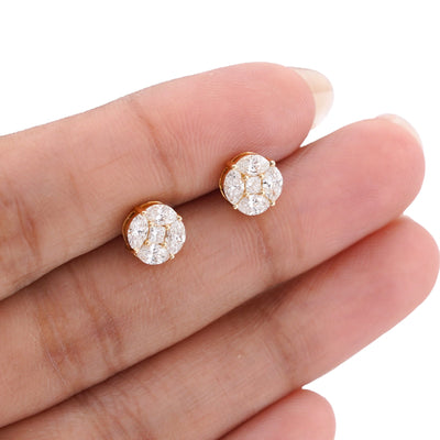 10K Yellow Gold 0.95CT Marquise Edges Princess Cut Centre Lab Diamond Men Women Earring - Elite Jewelers-Earrings