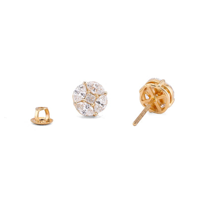 10K Yellow Gold 0.95CT Marquise Edges Princess Cut Centre Lab Diamond Men Women Earring - Elite Jewelers-Earrings