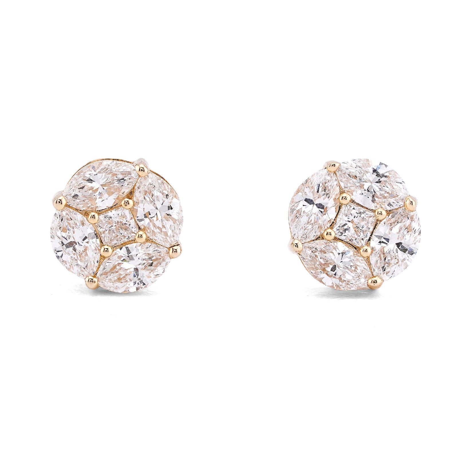 10K Yellow Gold 0.95CT Marquise Edges Princess Cut Centre Lab Diamond Men Women Earring - Elite Jewelers-Earrings