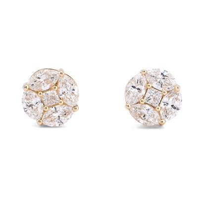 10K Yellow Gold 0.95CT Marquise Edges Princess Cut Centre Lab Diamond Men Women Earring - Elite Jewelers-Earrings