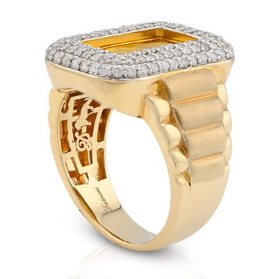 10K Yellow Gold 0.95CT Side Iced Natural Diamond Suisse gold Bar Centre Men Pinky Ring - Elite Jewelers - Rings