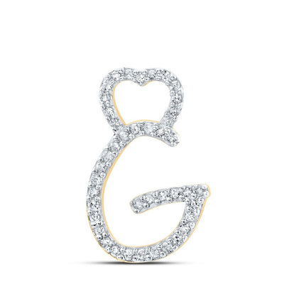 10k Yellow Gold 0.95gms 0.12CTW Natural Diamond Initial "G" Heart Pendant Charm - Elite Jewelers - Charms & Pendants