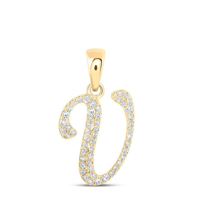 10k Yellow Gold 0.95gms 0.13CTW Natural Diamond Initial "V" Letter Pendant Charm - Elite Jewelers - Charms & Pendants