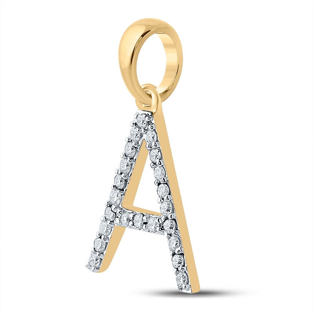 10k Yellow Gold 0.95gms 0.19CTW Natural Diamond Initial "A" Letter Pendant Charm - Elite Jewelers - Charms & Pendants