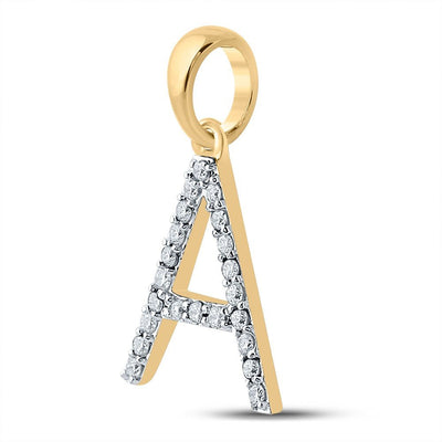 10k Yellow Gold 0.95gms 0.19CTW Natural Diamond Initial "A" Letter Pendant Charm - Elite Jewelers - Charms & Pendants