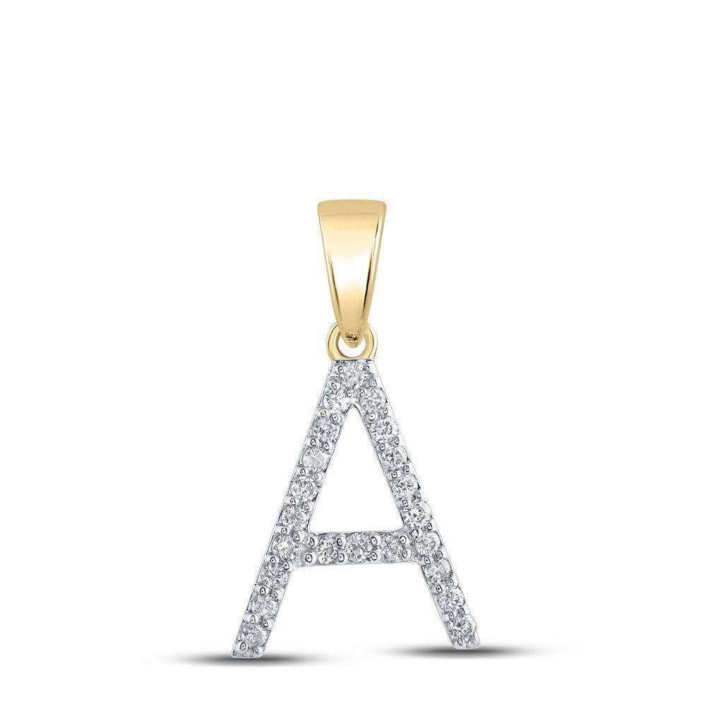 10k Yellow Gold 0.95gms 0.19CTW Natural Diamond Initial "A" Letter Pendant Charm - Elite Jewelers - Charms & Pendants