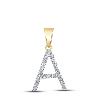 10k Yellow Gold 0.95gms 0.19CTW Natural Diamond Initial "A" Letter Pendant Charm - Elite Jewelers - Charms & Pendants