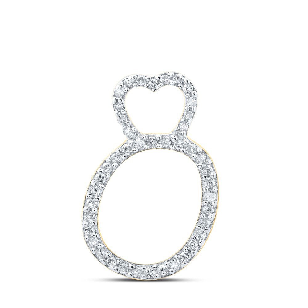 10k Yellow Gold 0.97gms 0.13CTW Natural Diamond Initial "O" Heart Pendant Charm - Elite Jewelers - Charms & Pendants