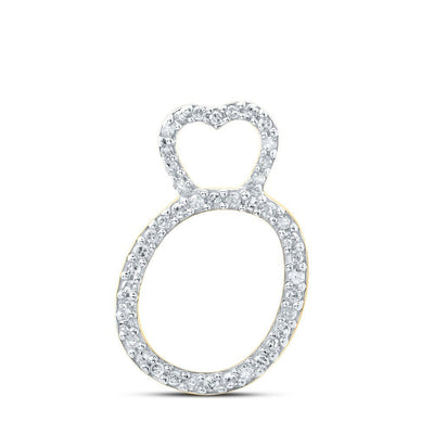 10k Yellow Gold 0.97gms 0.13CTW Natural Diamond Initial "O" Heart Pendant Charm - Elite Jewelers - Charms & Pendants