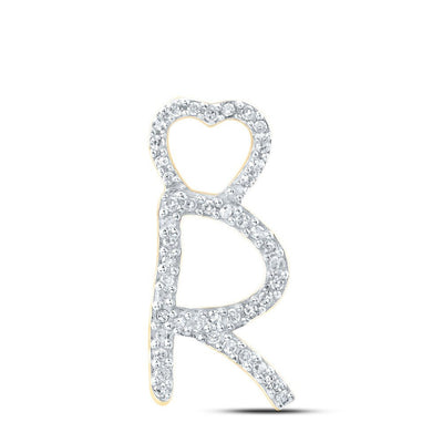 10k Yellow Gold 0.97gms 0.13CTW Natural Diamond Initial "R" Heart Pendant Charm - Elite Jewelers - Charms & Pendants