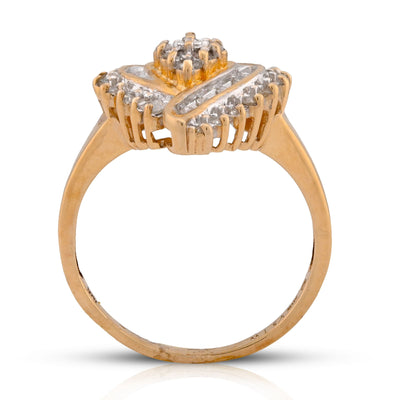 10K Yellow Gold 0.98CT Cocktail Shell Shape Natural Diamond Women Ring - Elite Jewelers-Rings
