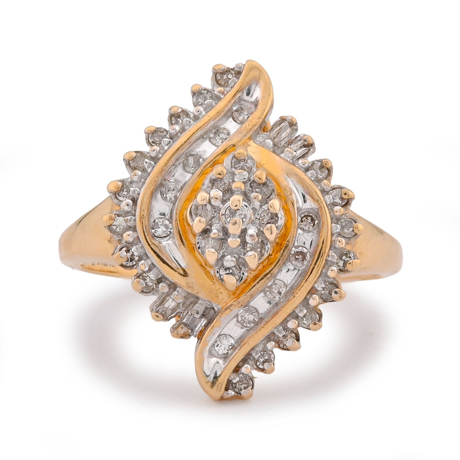 10K Yellow Gold 0.98CT Cocktail Shell Shape Natural Diamond Women Ring - Elite Jewelers-Rings
