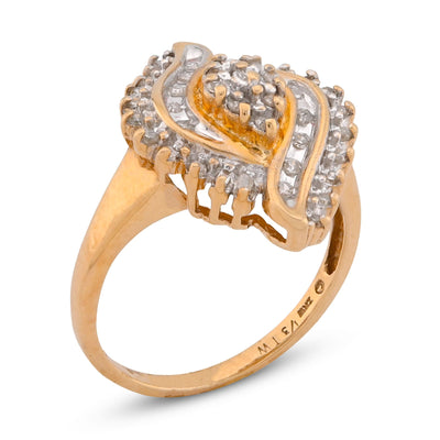 10K Yellow Gold 0.98CT Cocktail Shell Shape Natural Diamond Women Ring - Elite Jewelers-Rings