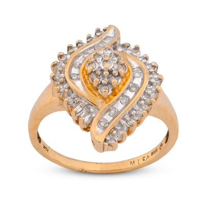 10K Yellow Gold 0.98CT Cocktail Shell Shape Natural Diamond Women Ring - Elite Jewelers-Rings