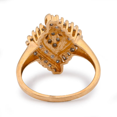 10K Yellow Gold 0.98CT Cocktail Shell Shape Natural Diamond Women Ring - Elite Jewelers-Rings