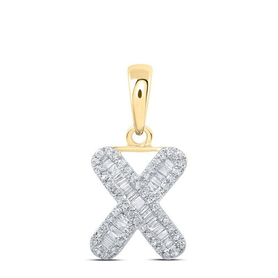 10k Yellow Gold 0.98gms 0.29CTW Natural Diamond Initial "X" Letter Pendant Charm - Elite Jewelers - Charms & Pendants