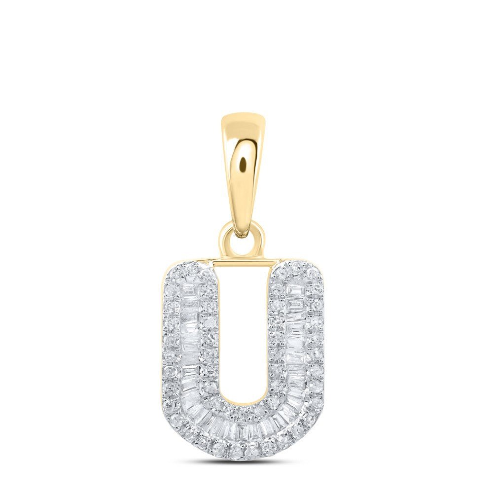 10k Yellow Gold 0.98gms 0.31CTW Natural Diamond Initial "U" Letter Pendant Charm - Elite Jewelers - Charms & Pendants