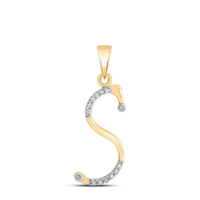 10k Yellow Gold 0.99gms 0.09CTW Natural Diamond Initial "S" Letter Pendant Charm - Elite Jewelers - Charms & Pendants