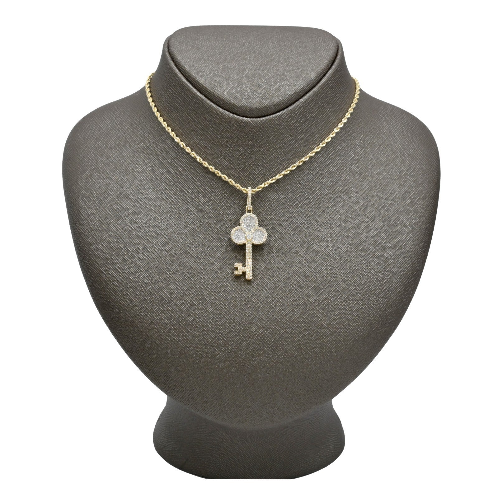 10k Yellow Gold 0.9CTW Natural Round Diamond Key Shape Pendant 2.9g Charm - Elite Jewelers - Charms & Pendants
