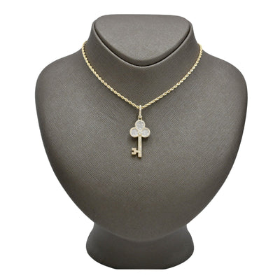 10k Yellow Gold 0.9CTW Natural Round Diamond Key Shape Pendant 2.9g Charm - Elite Jewelers - Charms & Pendants