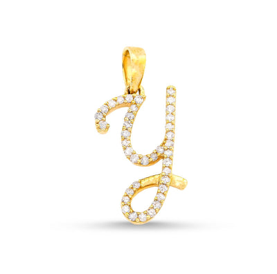 10k Yellow Gold 0.9g 0.17CTW Natural Diamond Initial "Y" Letter Pendant Charm - Elite Jewelers - Charms & Pendants