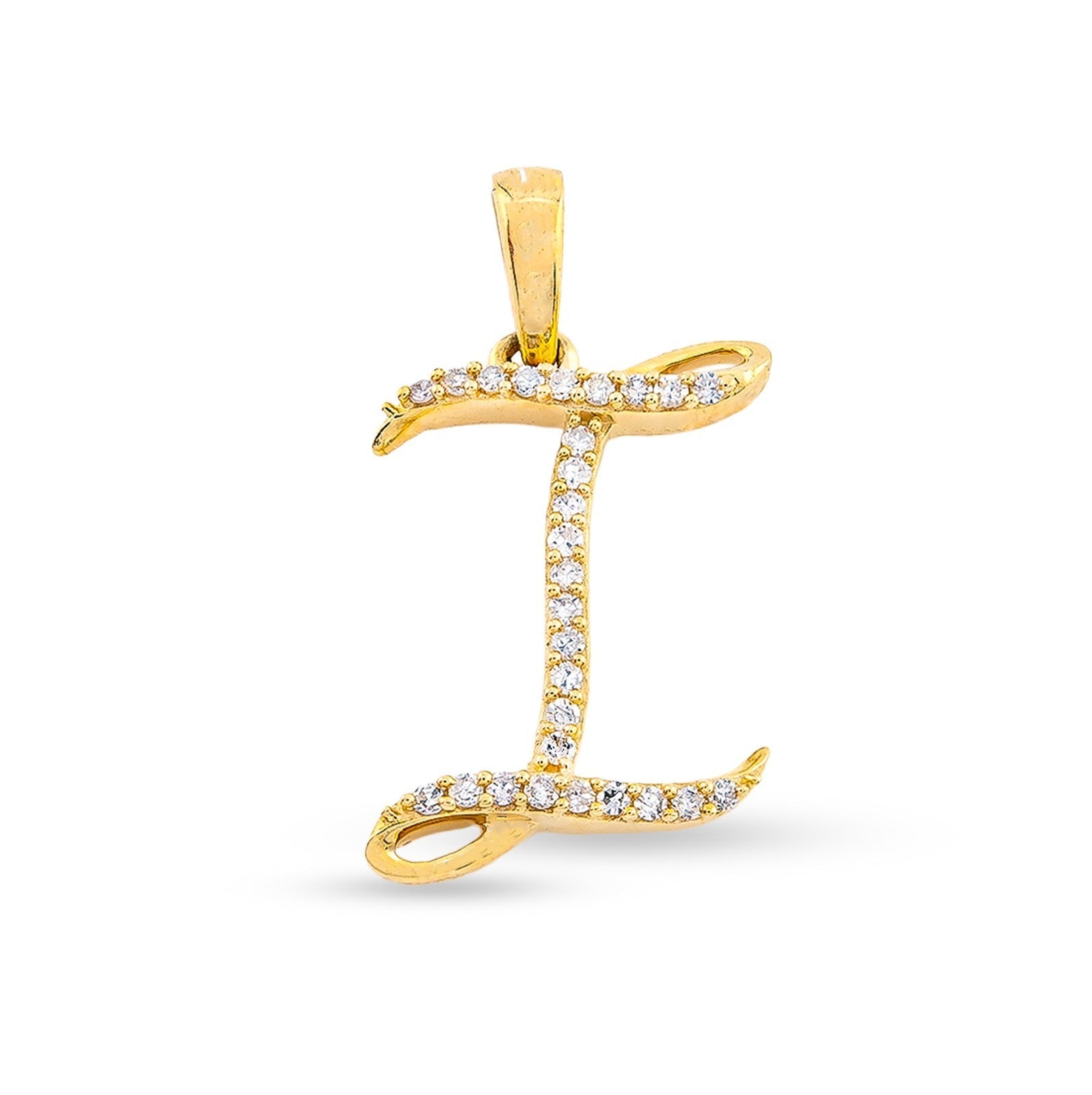 10k Yellow Gold 0.9g 0.1CTW Natural Diamond Initial "I" Letter Pendant Charm - Elite Jewelers - Charms & Pendants