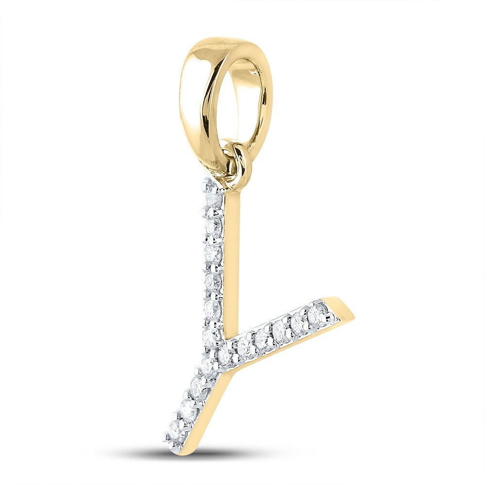 10k Yellow Gold 0.9gms 0.12CTW Natural Diamond Initial "Y" Letter Pendant Charm - Elite Jewelers - Charms & Pendants