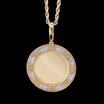 10k Yellow Gold 1.01CTW Round/Baguette Diamond Picture Memory Pendant 7.6g Charm - Elite Jewelers - Charms & Pendants