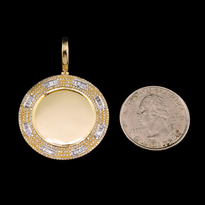 10k Yellow Gold 1.01CTW Round/Baguette Diamond Picture Memory Pendant 7.6g Charm - Elite Jewelers - Charms & Pendants