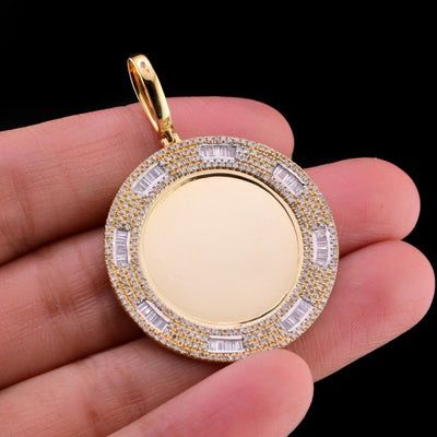 10k Yellow Gold 1.01CTW Round/Baguette Diamond Picture Memory Pendant 7.6g Charm - Elite Jewelers - Charms & Pendants