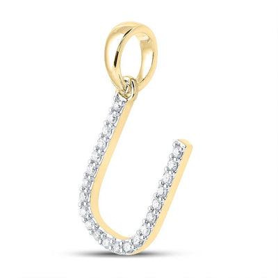 10k Yellow Gold 1.01gms 0.16CTW Natural Diamond Initial "U" Letter Pendant Charm - Elite Jewelers - Charms & Pendants