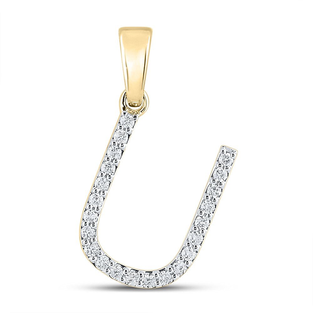 10k Yellow Gold 1.01gms 0.16CTW Natural Diamond Initial "U" Letter Pendant Charm - Elite Jewelers - Charms & Pendants