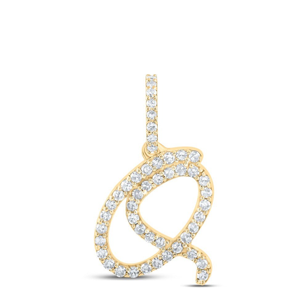10k Yellow Gold 1.01gms 0.2CTW Natural Diamond Initial "Q" Letter Pendant Charm - Elite Jewelers - Charms & Pendants