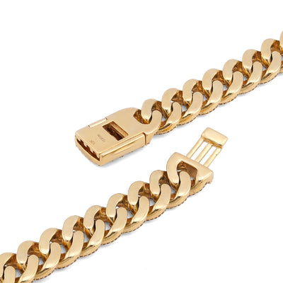 10K Yellow Gold 10.22CT Natural Round/Baguette Diamond 8MM Cuban Link Chain 22" Men Women Necklace - Elite Jewelers-Necklaces