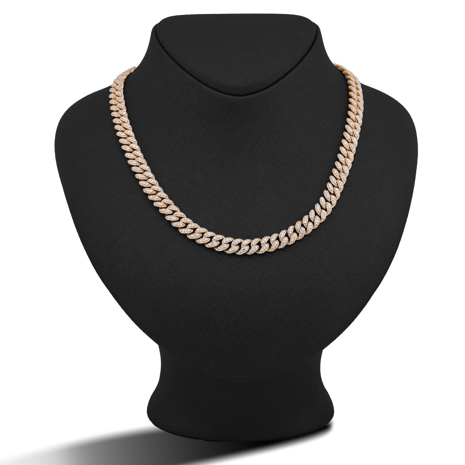 10K Yellow Gold 10.22CT Natural Round/Baguette Diamond 8MM Cuban Link Chain 22" Men Women Necklace - Elite Jewelers-Necklaces