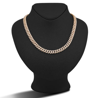 10K Yellow Gold 10.22CT Natural Round/Baguette Diamond 8MM Cuban Link Chain 22" Men Women Necklace - Elite Jewelers-Necklaces