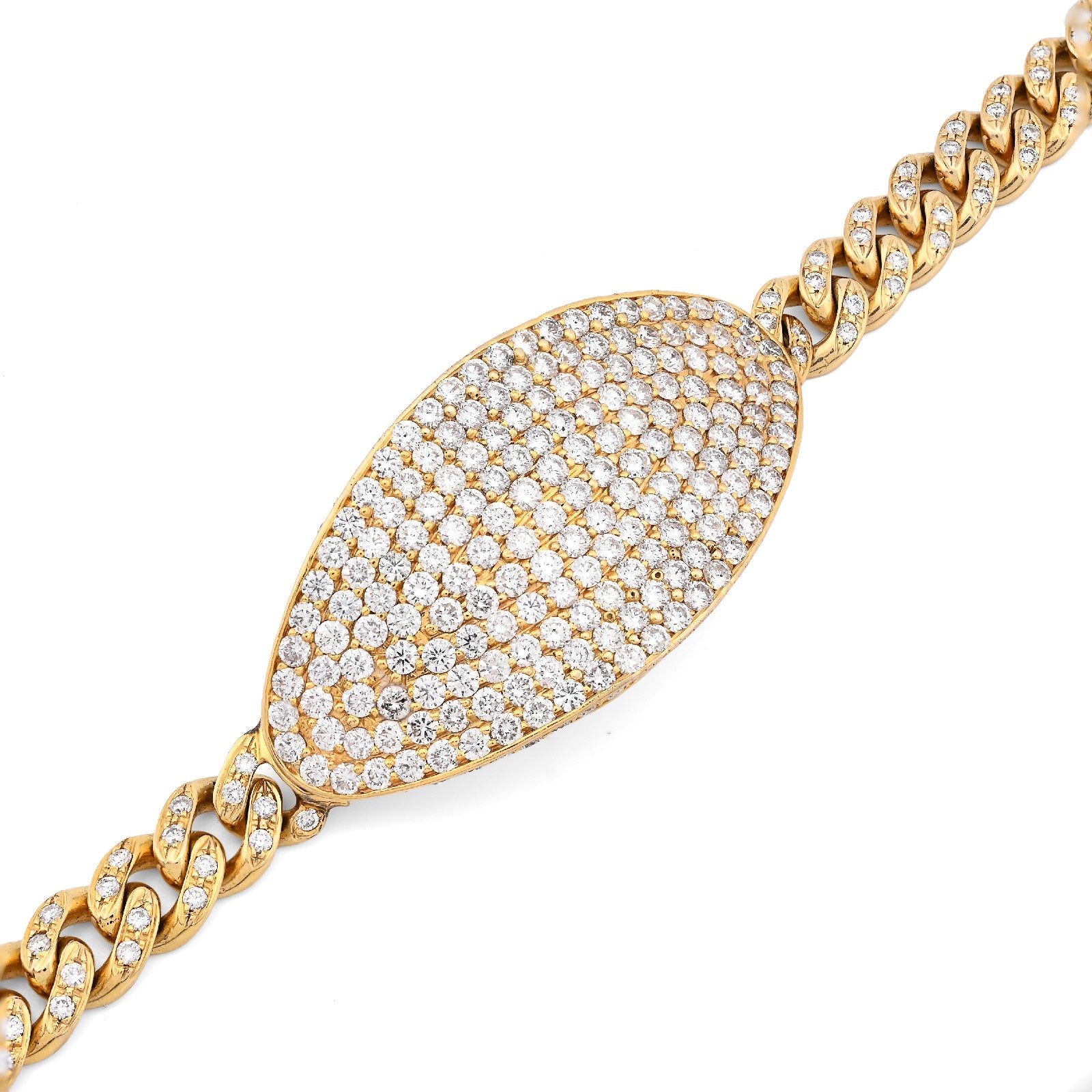 10K Yellow Gold 10.25CT Natural Diamond Over ICED ID 8" 10MM Bracelet Men 70.3g - Elite Jewelers - Bracelets