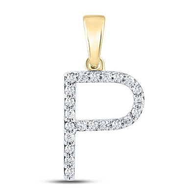 10k Yellow Gold 1.02gms 0.16CTW Natural Diamond Initial "P" Letter Pendant Charm - Elite Jewelers - Charms & Pendants
