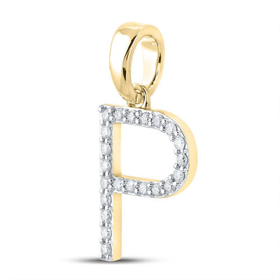 10k Yellow Gold 1.02gms 0.16CTW Natural Diamond Initial "P" Letter Pendant Charm - Elite Jewelers - Charms & Pendants