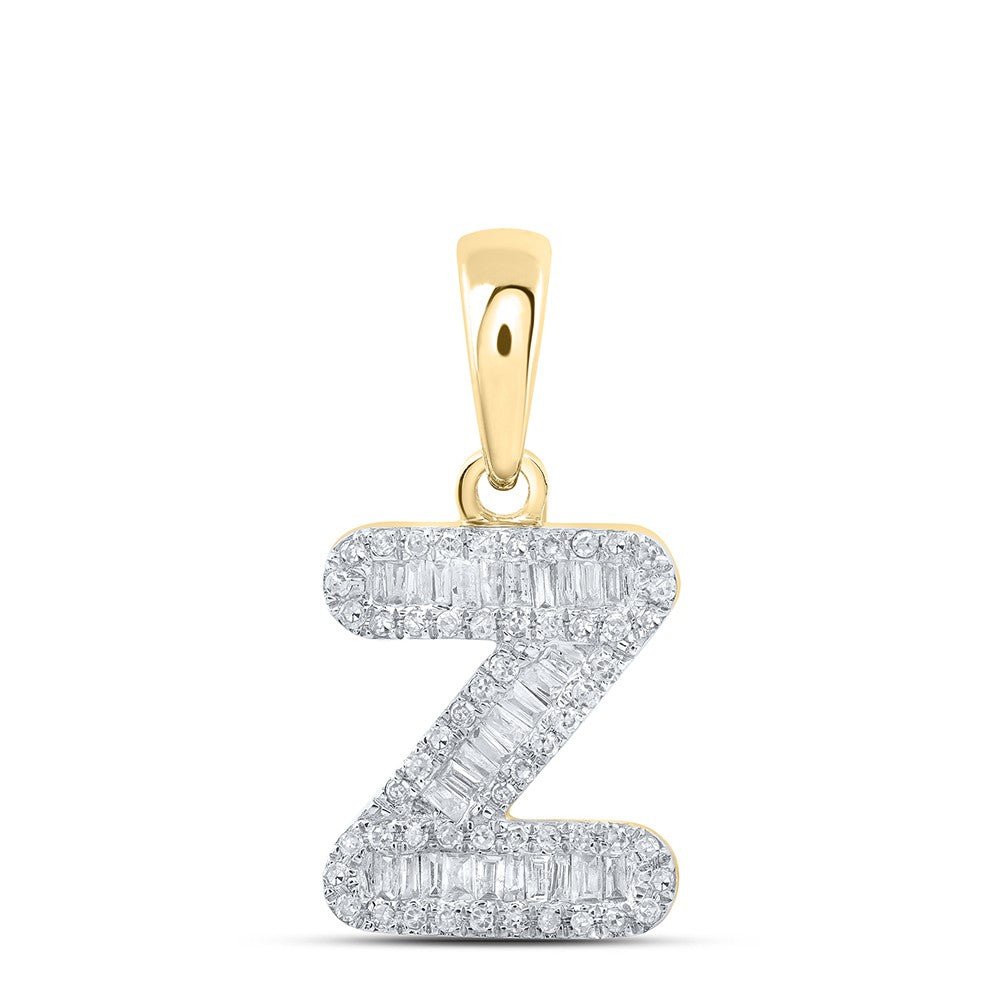 10k Yellow Gold 1.02gms 0.32CTW Natural Diamond Initial "Z" Letter Pendant Charm - Elite Jewelers - Charms & Pendants