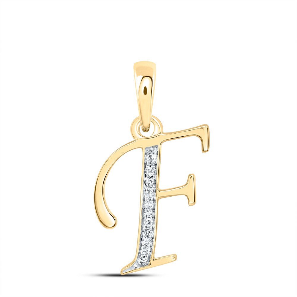 10k Yellow Gold 1.04gms 0.05CTW Natural Diamond Initial "F" Letter Pendant Charm - Elite Jewelers - Charms & Pendants