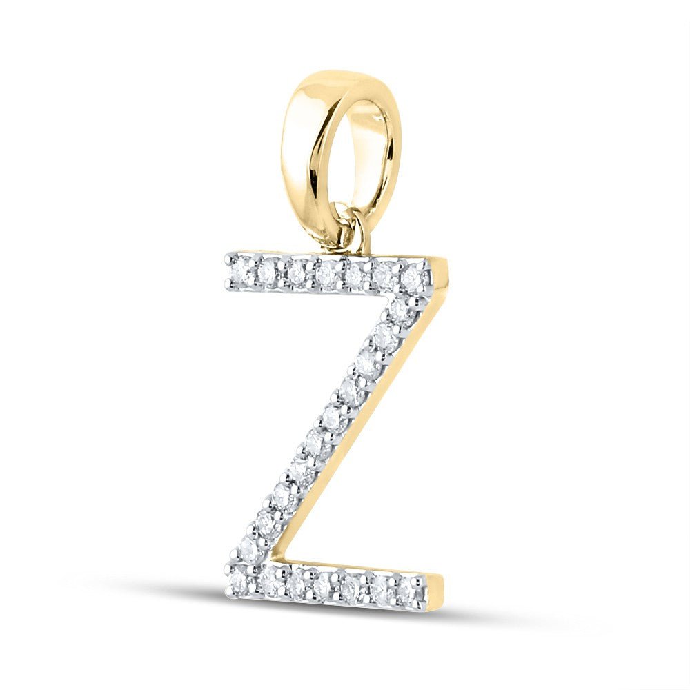 10k Yellow Gold 1.04gms 0.18CTW Natural Diamond Initial "Z" Letter Pendant Charm - Elite Jewelers - Charms & Pendants