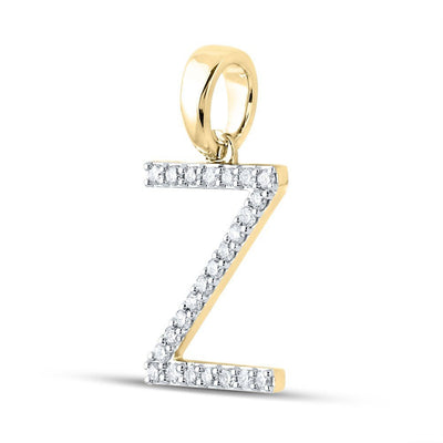 10k Yellow Gold 1.04gms 0.18CTW Natural Diamond Initial "Z" Letter Pendant Charm - Elite Jewelers - Charms & Pendants