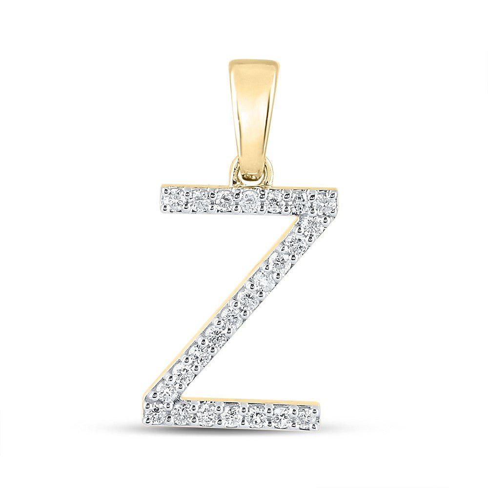 10k Yellow Gold 1.04gms 0.18CTW Natural Diamond Initial "Z" Letter Pendant Charm - Elite Jewelers - Charms & Pendants
