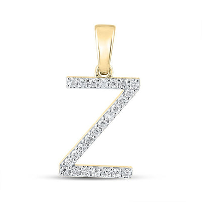 10k Yellow Gold 1.04gms 0.18CTW Natural Diamond Initial "Z" Letter Pendant Charm - Elite Jewelers - Charms & Pendants
