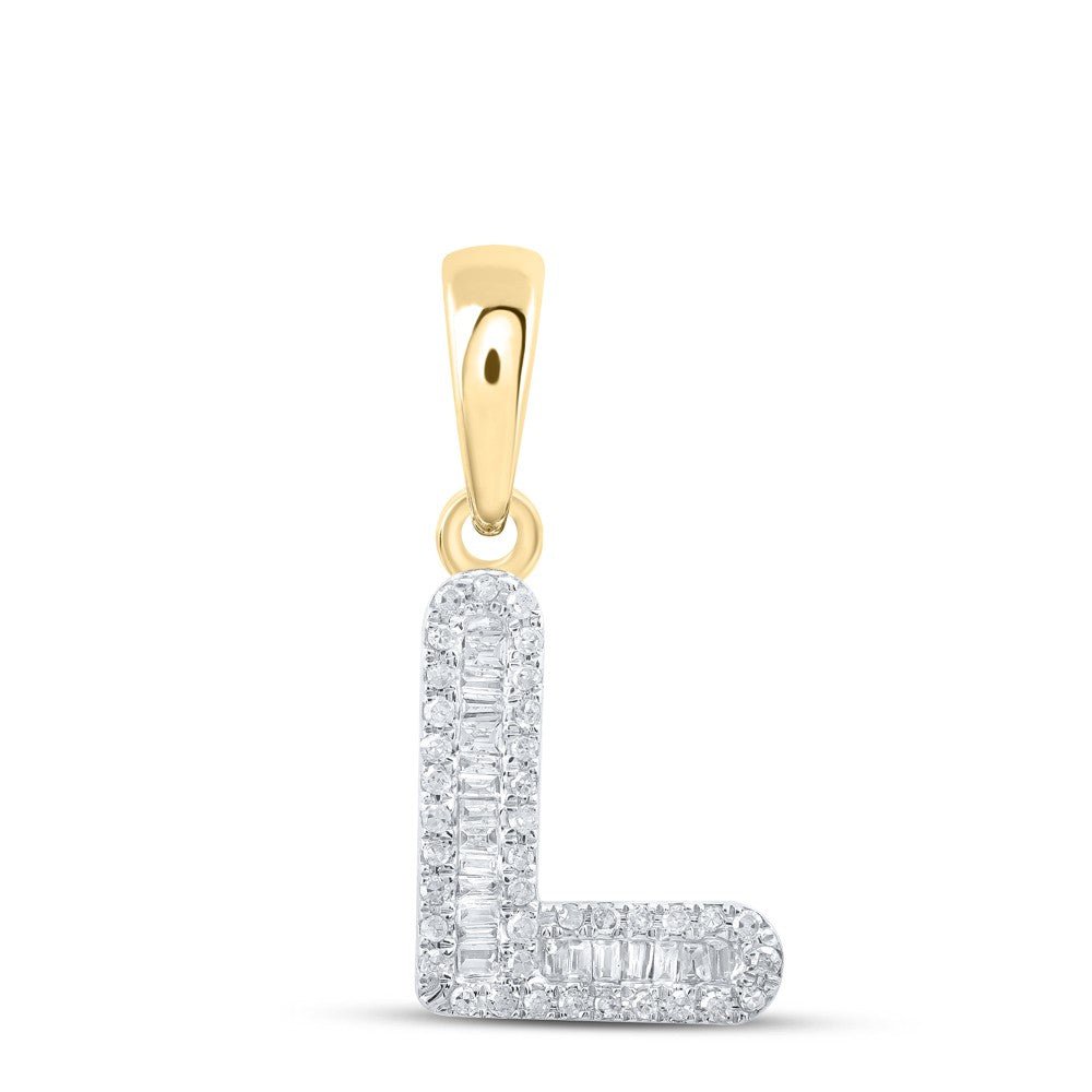 10k Yellow Gold 1.04gms 0.23CTW Natural Diamond Initial "L" Letter Pendant Charm - Elite Jewelers - Charms & Pendants