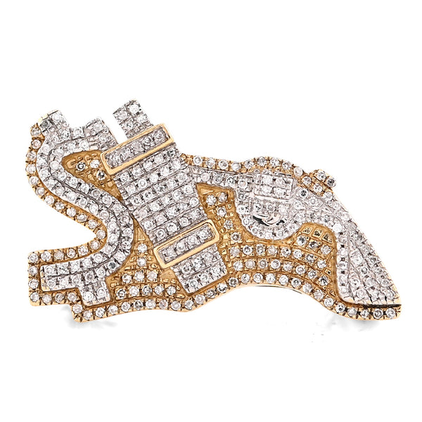 10K Yellow Gold 1.05CT "$", "Electric Plug", "Gun" Men Custom Natural Diamond Ring - Elite Jewelers - Rings